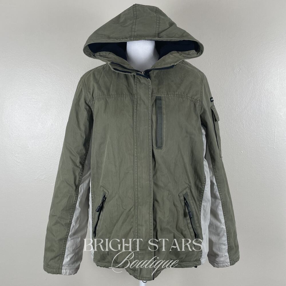 Rare Vintage Green Coat ASO Rory Gilmore Girls Y2K Fall Winter Jacket Hood - Picture 5 of 8
